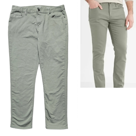Banana Republic Travel Jean Green Soft Sage Athletic Fit 35x32 Classic Preppy - Picture 1 of 8